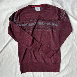 Kids Maroon Patterned Sweater